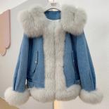 Jackets For Women 2023 Winter Coat Denim With Natural Fox Fur Collar White Goose Duck Down Liner