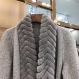 Abrigo de piel auténtica para mujer, chaqueta de invierno con cuello de Piel de visón Natural, mezcla de lana de Cachemira, ropa