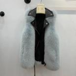 Chaleco de piel auténtica para mujer, chaqueta de piel de oveja, chaleco de piel de zorro auténtica, abrigos negros sin mangas p