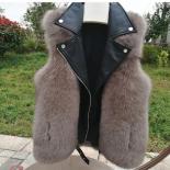 Genuine Leather Vest Sheepskin Jacket Whole Skin Real Fox Fur Gilet Women Sleeveless Black Coats Dames Jassen Winter  Re