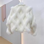 2023 Women Natural Fox Fur Fluffy Weave Knitted Sweater Fashion Real Fur Coat Winter Jacket Single Breasted Streetwear