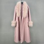 2022 Women Autumn Winter Fashion Slim Fit Double Sided Wool Coat Belted Genuine Fox Fur Collar Cuffs  Wool & Blends