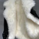 מעיל עור לנשים עם אפוד פרוות שועל אמיתי מעילי עור כבש טבעי פרקה קצרה הלבשה תחתונה שחורה