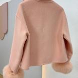 Koean Luxury Clothing Classic Cropped Natural Fox Fur Real Lamb Woolen Coats 2023 Women's Winter Real Fur Coats Wholesal