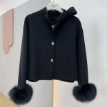 Koean Luxury Clothing Classic Cropped Natural Fox Fur Real Lamb Woolen Coats 2023 Women's Winter Real Fur Coats Wholesal