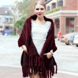 Length 160cm Women's Real Knitted Mink Fur Scarves With Tassels Lady Pashmina Wraps Autumn Winter Women Fur Shawls  Wrap