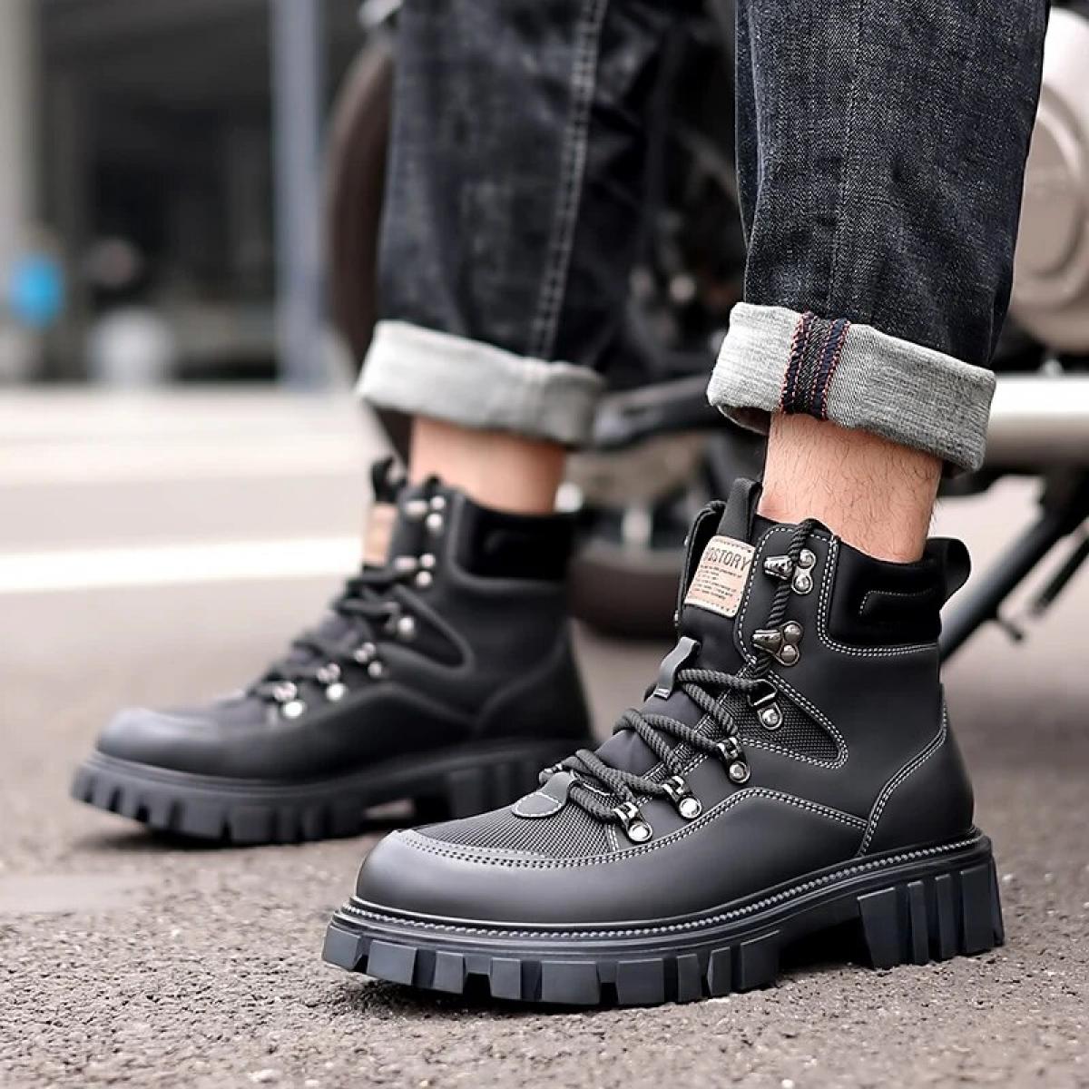  Style Work Shoes Mens Labor Protection Low Top Thick Sole Retro Short Soft Leather Boots Plush Large Toe Outdoor Martin