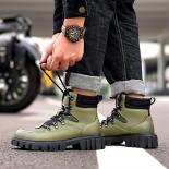  Style Work Shoes Mens Labor Protection Low Top Thick Sole Retro Short Soft Leather Boots Plush Large Toe Outdoor Martin