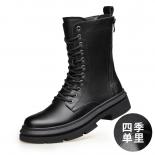 Winter Martin Boots Mens English Style Mid Length Boots Mid Top Outdoor High Plush Work Clothes Side Zipper Leather Boot