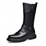 Long Boots Men's Soft Leather Thick Soled Leather Motorcycle Rider Elevated Riding High Barrel High Collar Plush Martin 