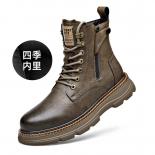 Martin Boots Thick Sole Soft Leather Long Barrel  Knight Motorcycle Boots Work Wear Shoes Men's Style Men Shoes