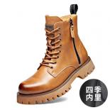 Martin Boots Mens Low Top Plush Winter  Mesh Red Soft Leather Thick Sole Genuine Leather Retro High Grade Work Boots