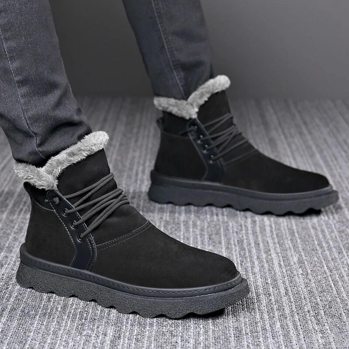 Snow Boots Mens Genuine Leather Insulation Thick Sole Low Northeast Cotton Shoes Plush Super Thick High Cut Martin Boots