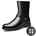 Shoes Chelsea Boots Mens Winter Chimney High Cut Genuine Leather Martin Boots Men's English Thick Sole Ins Trendy  Eleva