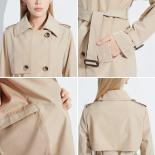 Miegofce 2023 Spring Autumn New British Style Long Windbreaker Lady Solid Color Belted Women Coat Commuter Casual Parka 