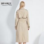 Miegofce 2023 Spring Autumn British Style Lady Lapel Long Trench Coat Solid Color Belt Scarf Commuter Casual Women Parka
