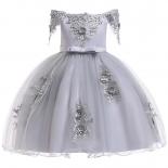 Lace Elegant Princess Flower Girl Dress For Wedding Birthday Party Beading Kids Clothes For Girls Children Christmas Cos