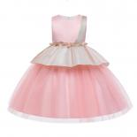 Falso due pezzi Prom Kids Party Dress Ragazza Bambini Costume Colori Patchwork Abiti da principessa Vestido Abiti Weddding G
