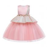 Falso due pezzi Prom Kids Party Dress Ragazza Bambini Costume Colori Patchwork Abiti da principessa Vestido Abiti Weddding G