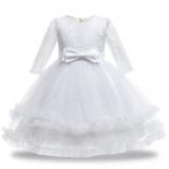 فستان صيفي للأطفال بأكمام طويلة للفتيات والأطفال فساتين الأميرات من الدانتيل الخالص للفتيات باللون الأبيض 8 10 C