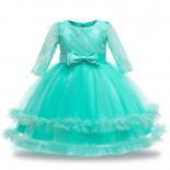 Summer Kids Long Sleeve Dress For Girl Children Costume Party Pure Lace Princess Dresses Girls Vestido Baby White 8 10 C