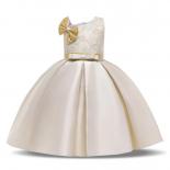 Simple White Girls Sequins Bow Kids Princess Dress Children Clothing Elegant Flower Embroidery Birthday Party Wedding Go