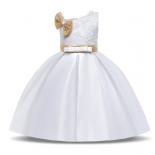 פשוט לבנות בנות פאייטים קשת שמלת נסיכה ילדים בגדי ילדים אלגנטי רקמת פרח מסיבת יום הולדת חתונה