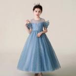 4 12 Year Old Girl Dress With Mesh And   Summer Graduation Evening Dress With Sequins Elegant Piano Performance Costume