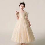 4 12 Year Old Girl Dress With Mesh And   Summer Graduation Evening Dress With Sequins Elegant Piano Performance Costume