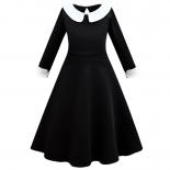 Wednesday Family Cosplay Black Girl Lapel Mid Length Dress 2023 New Fashion Prom Party Princess Dress 3 12t Girl Dress
