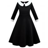 Wednesday Family Cosplay Black Girl Lapel Mid Length Dress 2023 New Fashion Prom Party Princess Dress 3 12t Girl Dress