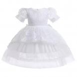 White Girl Princess Dress Flower Girl Wedding Dress Fluffy Embroidered Lace Carnival Dress 3 8 Year Old Children's Cloth