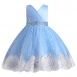 Girl Dress Baby Birthday Party Princess Dress Fluffy Gauze Wedding Communion Party Flower Girl Sequin Embroidered Dress 