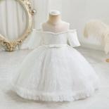 New Summer Big Bow Cake Birthday Dress Girl Baby One Year Baptist Princess Dress Flower Girl Dresses For Weddings 0 5 Ye
