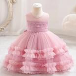 Baby Girl New Year Old Dress Mesh Fluffy Lace Princess Dress Newborn Wash Dress Suitable For First Formal Christmas Clot