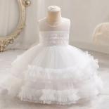 Baby Girl New Year Old Dress Mesh Fluffy Lace Princess Dress Newborn Wash Dress Suitable For First Formal Christmas Clot