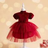 שמלת ילדים חתונה חדשה qipao עומד צוואר שמלת בנות שמלת קטיפה אדומה שמלת ילדים בגדי חג המולד לשנה החדשה