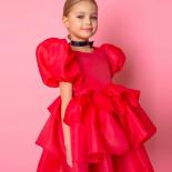 2 8t New Girls' Princess Mesh Dress Girls' Baby Mesh Fairy Bubble Sleeve Princess Birthday Communion Party Cake Dress