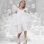 2 8t New Girls' Princess Mesh Dress Girls' Baby Mesh Fairy Bubble Sleeve Princess Birthday Communion Party Cake Dress
