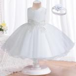 Baby Pearl Mesh Cake Dress Halloween Banquet Host Walk Show Costume Girls' Sequin Bow Sleeveless Princess Dress