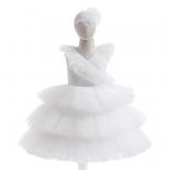 The New 2023 Mesh Elegant Girl's Dress Birthday Party Bow Cake Fluffy Dress Tulle Formal First Communion Dress Decoratio