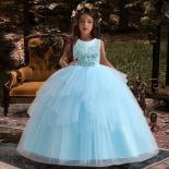 12 To 14 Year Old Girl Dress, Blue Sequin Model Runway Show Dress, Mesh Fluffy Princess Dress, 2023 Westernized Girl Sum