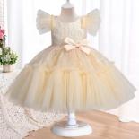 Girls' Dress For Children New Summer Small Flying Sleeves Mesh Birthday Party Fluffy Cake Dress Clothes For Girls Aged 3