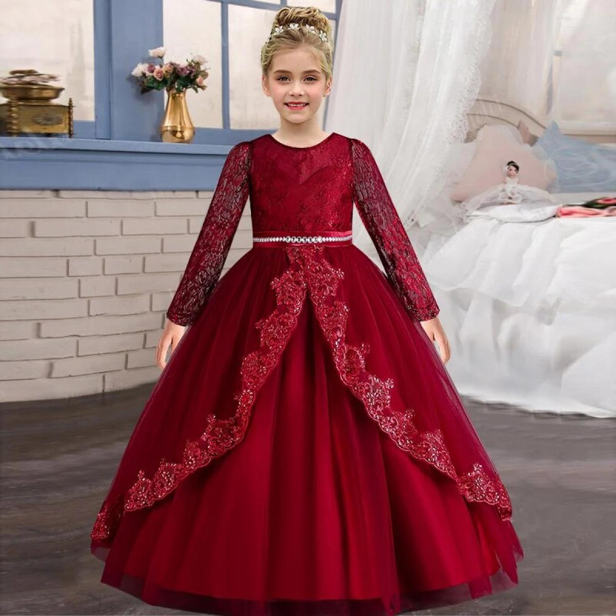 Magnifique robe de mariee longue de noel pour filles robe de princesse en maille a manches longues vetements d automne pour en