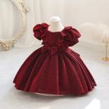 High End New 16t Baby Birthday First Year Sequin Party Dress Toddler Cute Baby Girl Bubble Sleeve Campus Graduation Part