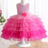 4 12 Year Old Bow Gradual Cake Dress Banquet Host Walk Show Performance Dress Girls' Sequin Flower Princess Dress