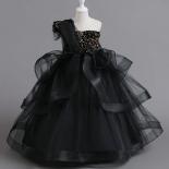 Elegant Girls' Party Dress New Halloween Trail Sequin Sheer Party Dress Suitable For Christmas Performance Girls Aged 8 