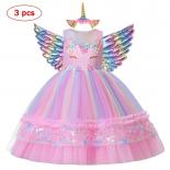 Baby Girl Princess Birthday Dresses New Unicorn Dress For Girls Embroidery Ball Gown For Party Costumes Children Clothin