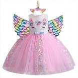 Baby Girl Princess Birthday Dresses New Unicorn Dress For Girls Embroidery Ball Gown For Party Costumes Children Clothin