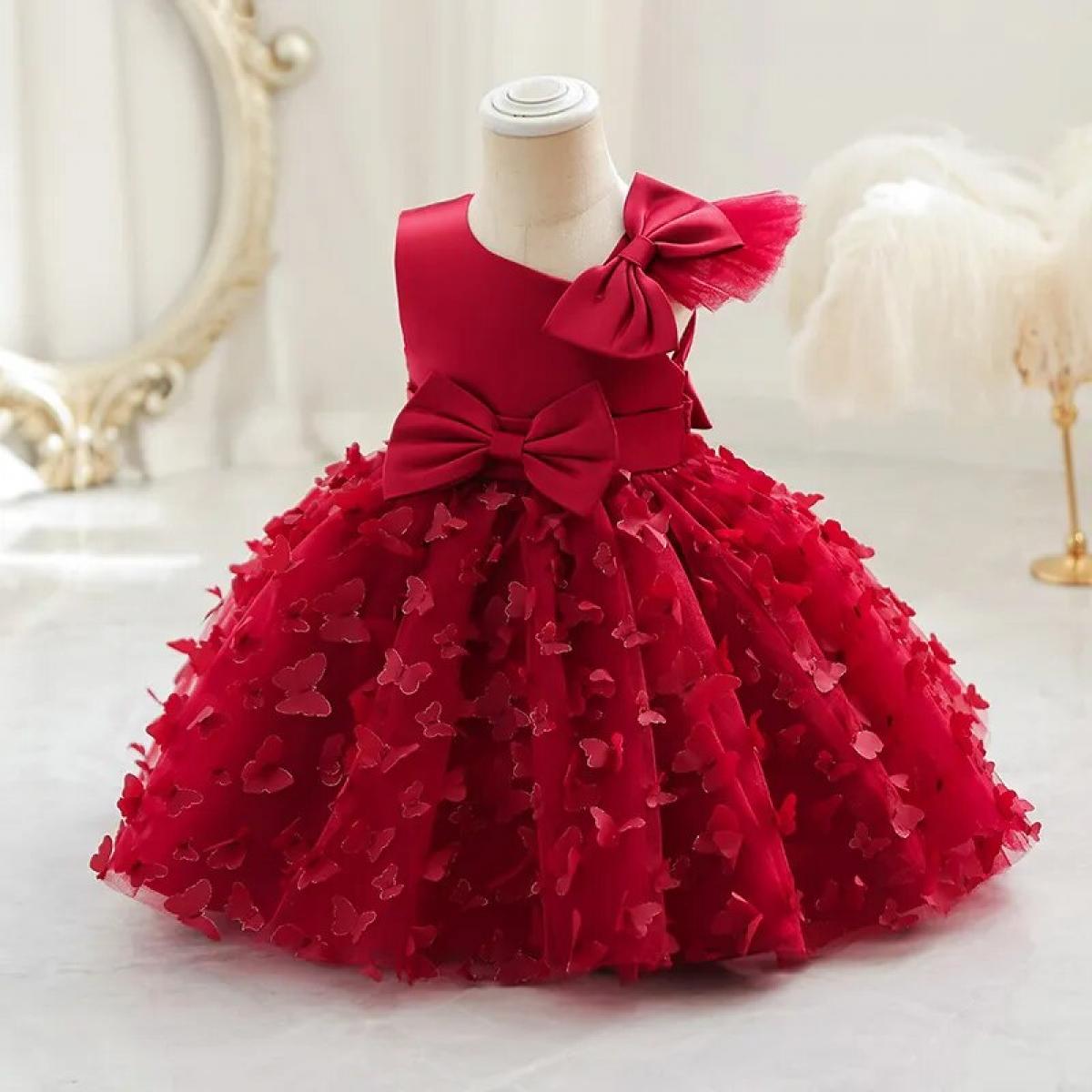 High End New 1 6t Baby Birthday Butterfly Petal Party Dress Toddler Cute Baby Girl Off The Shoulder Wedding Party Dress